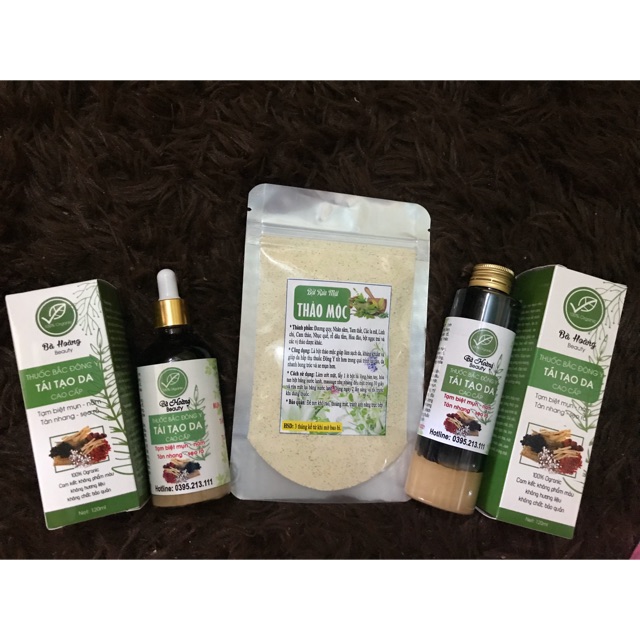 Handmade Thuốc bắc gia truyền tái tạo da tri mụn, thâm, nám, tàn nhang tặng kèm bột rửa mặt thảo mộc