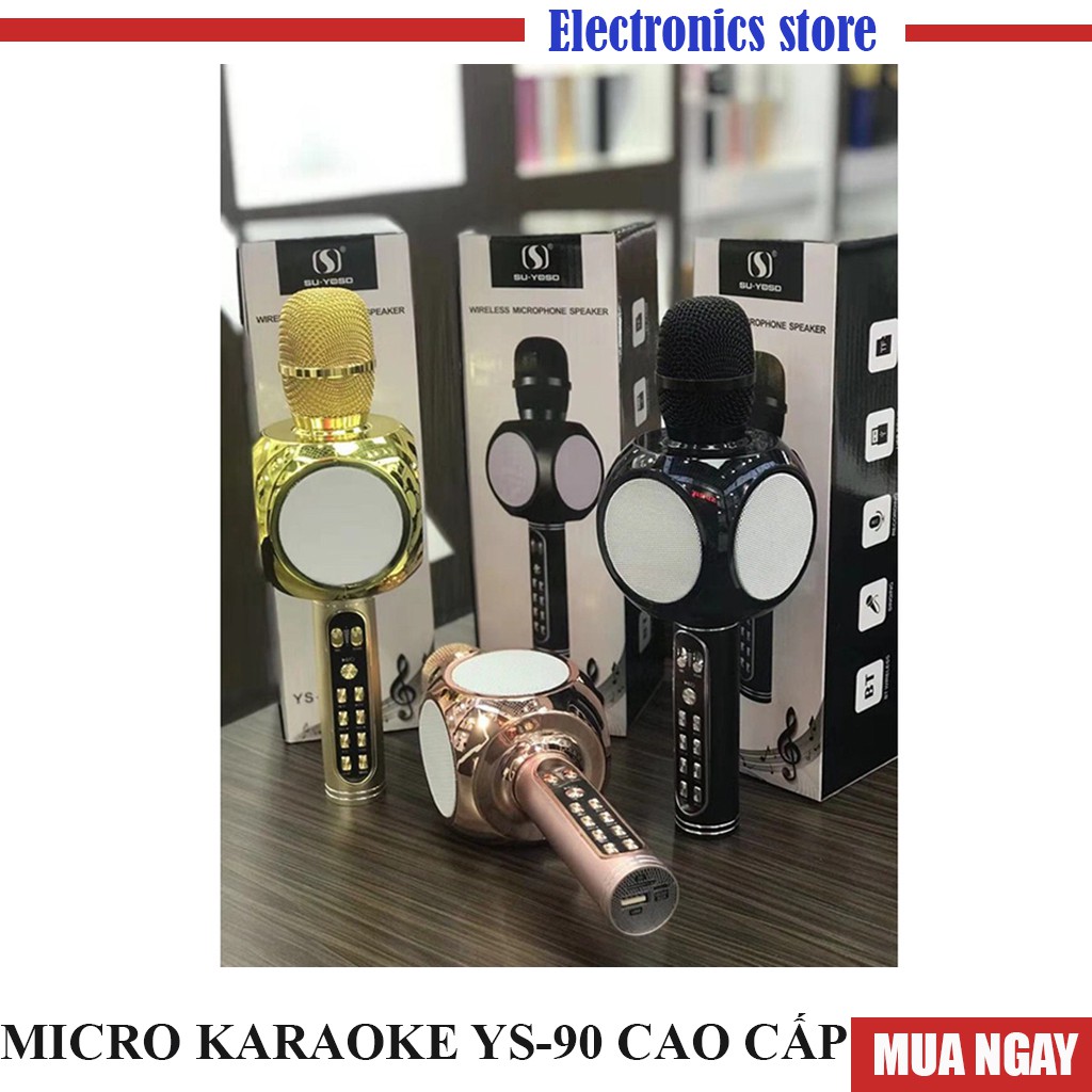 Micro Karaoke Bluetooth YS90 tròn - Âm thanh cực chuẩn I Bảo hành 6 tháng