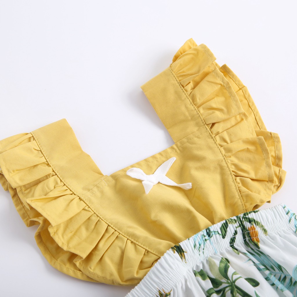 Bộ Áo Liền Quần Sanlutoz Bằng Chất Liệu Cotton Phong Cách Thời Trang Mùa Hè In Họa Tiết Quả Dứa Dành Cho Bé Gái