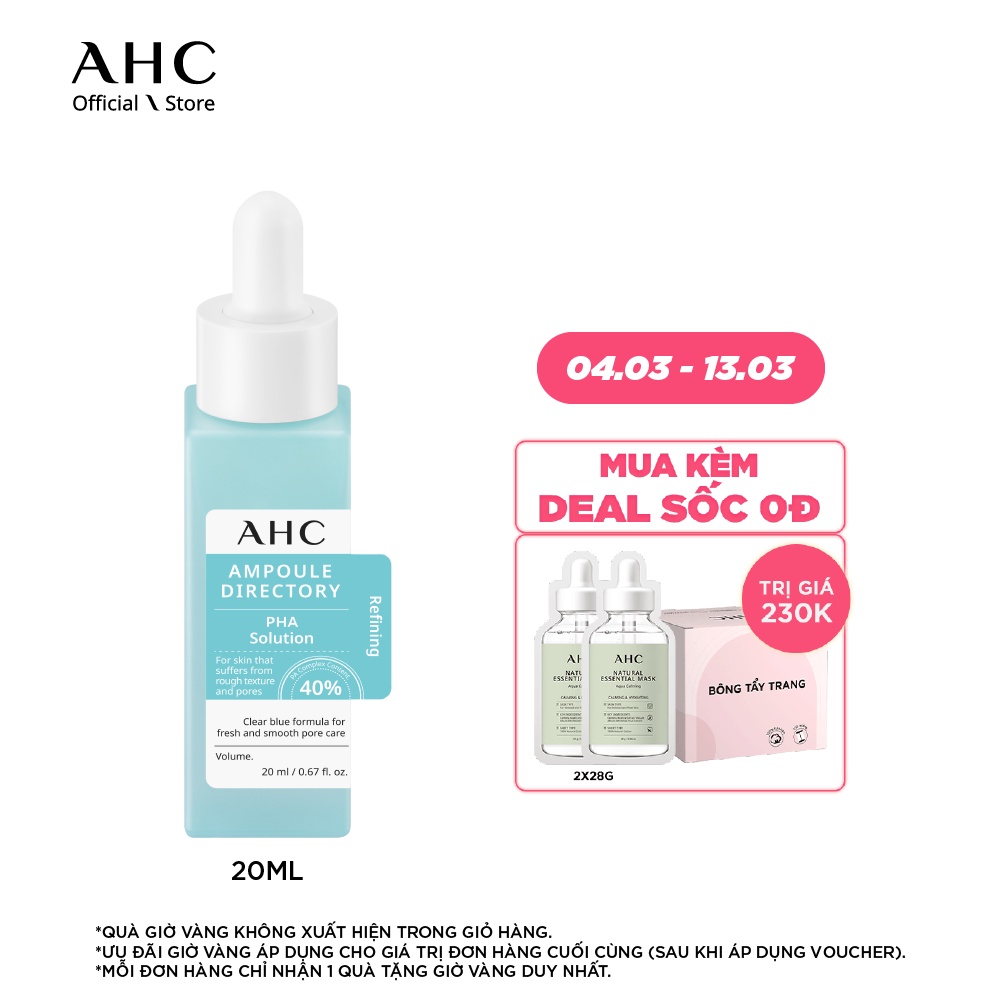 Tinh Chất Cô Đặc Tẩy Tế Bào Chết &amp; Thu Nhỏ Lỗ Chân Lông AHC Ampoule Directory Pha Solution 20ml