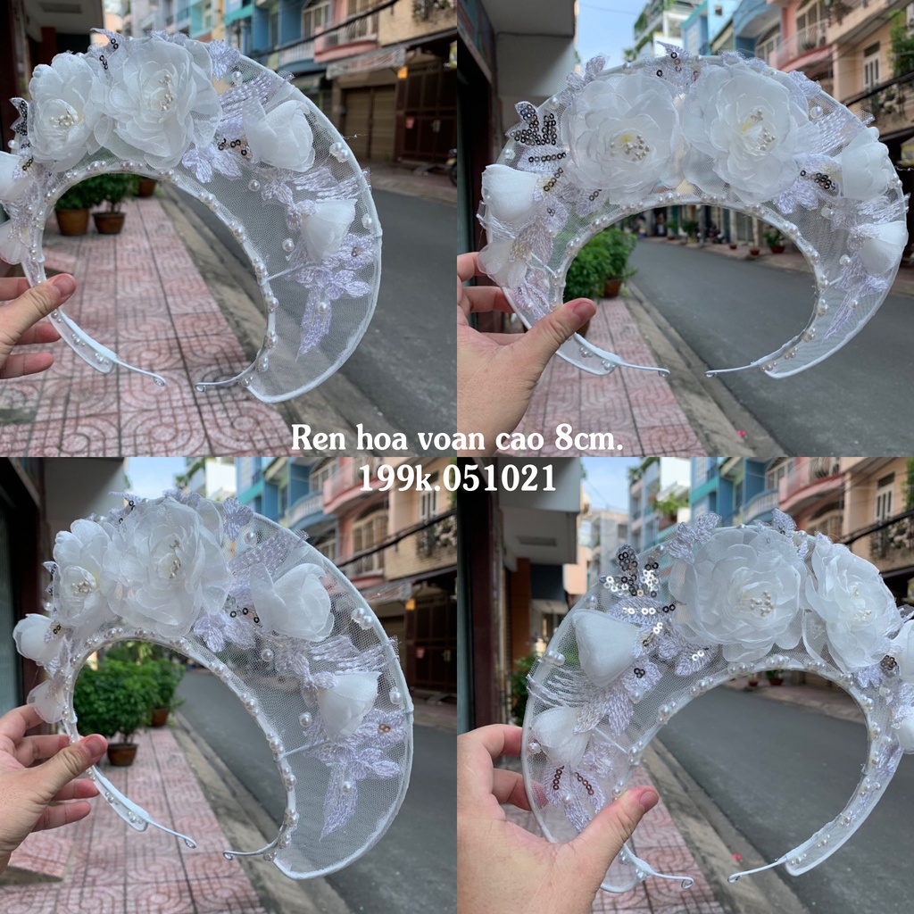 Mấn Ren Hoa Voan Mẫu Mới 2021 Trắng