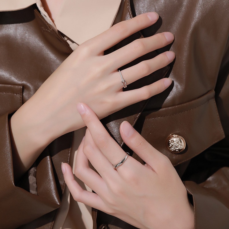 [Hàng Mới Về] Nhẫn Đôi Mạ Bạc Nhẹ Kiểu Dáng Sang Trọng Thời Trang Mùa Hè Cho Cặp Đôi