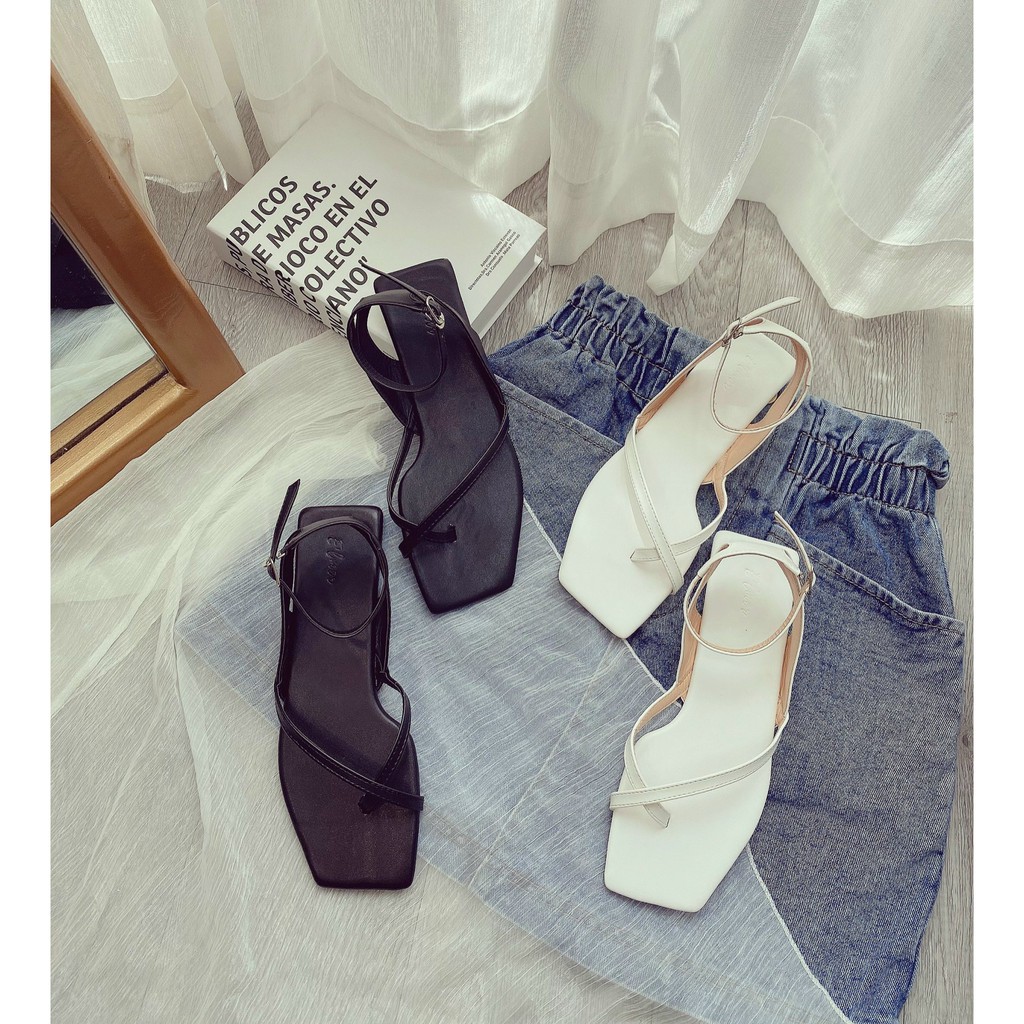 GIÀY SANDAL QUAI HẬU NỮ ĐẾ BỆT SHU STORE - SANDAL NỮ THỜI TRANG XỎ CHÉO ĐẾ BỆT MŨI VUÔNG