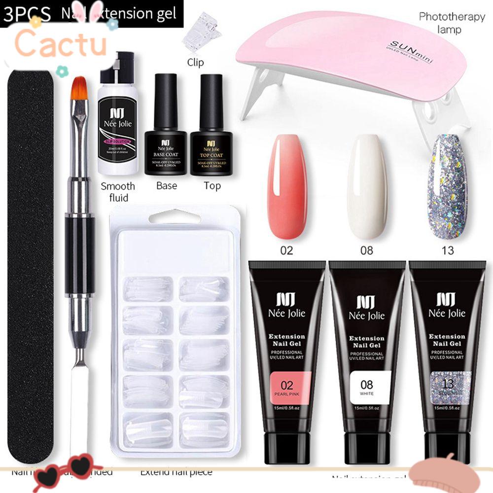 CACTU 11PCS/Set UV Nail Dryer Lamp For Quick Extension Nail Building Shiny/Nude Color Poly Nail Gel Set Cuticle Pusher Nail Tool Kit Finger Extend Mold Nail File Finger Separator Nail Manicure Set