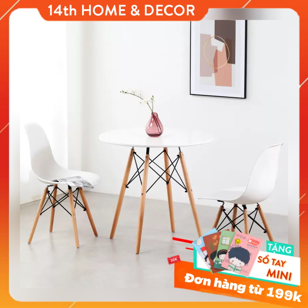 Bộ Bàn Ghế Eames Chân Gỗ cho Phòng khách, bếp ăn, làm việc, quán cà phê cafe (Được chọn màu)