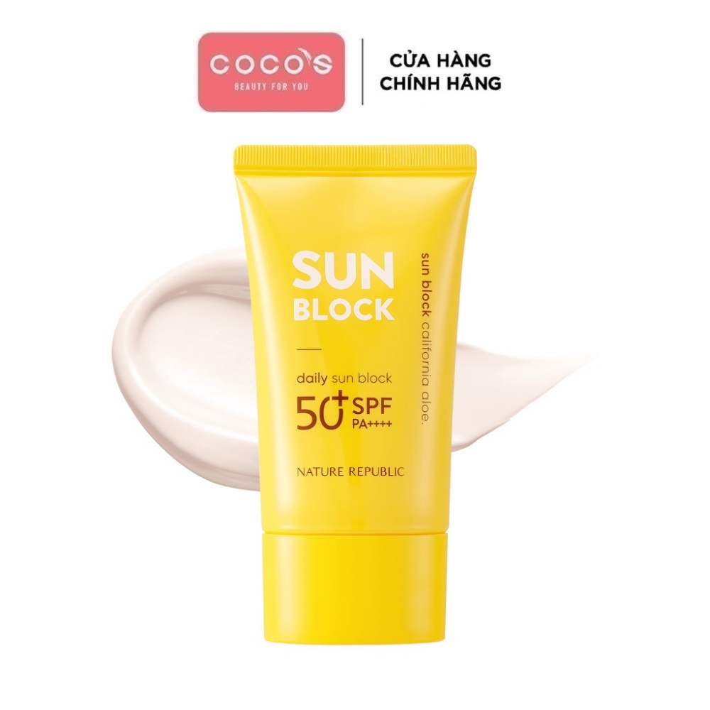 Kem Chống Nắng Nâng Tone Nature Republic California Aloe Daily Sun Block SPF50+PA+++ 57ml