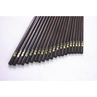 Đũa gỗ trắc đen khảm hoa hồng đồng D010