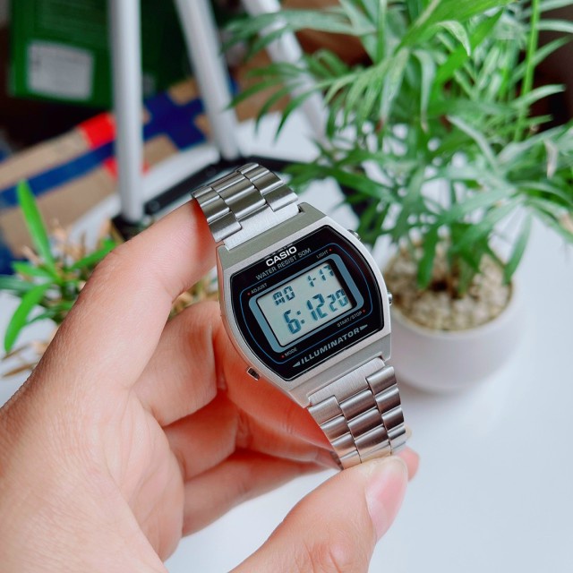 Đồng hồ Nữ Casio B640WD-1D, đồng hồ chính hãng, Silver mặt đen