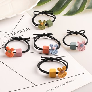 Combo 5 dây thun cột tóc đính hình tai thỏ dễ thương, style hàn quốc