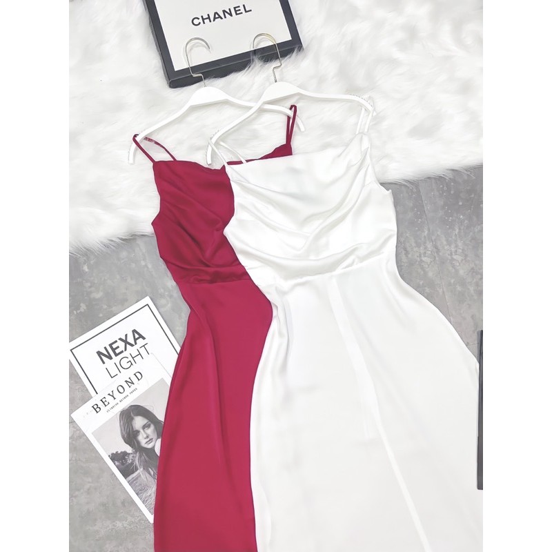 VÁY LỤA 2 DÂY CỔ ĐỔ KÈM VIDEO ẢNH THẬT | BigBuy360 - bigbuy360.vn