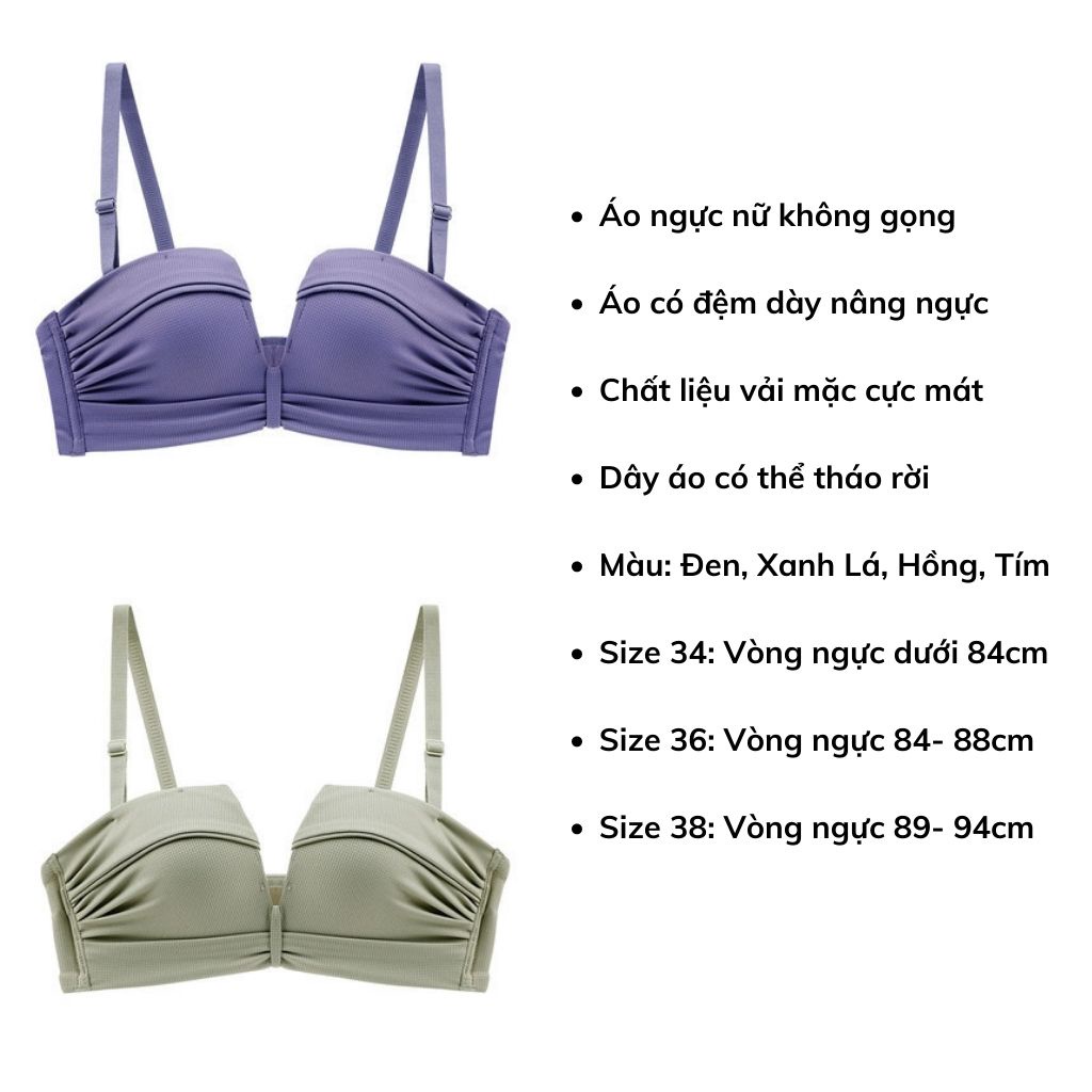 Áo ngực nữ không gọng đệm mút dày nâng ngực tạo khe sexy, Áo lót không dây mặc cúp ngực gợi cảm LANIXA A590