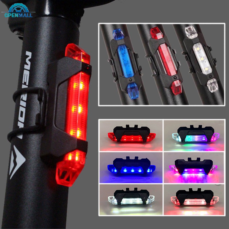 Đèn báo hiệu gắn đuôi xe đạp thể thao OM 5 bóng LED có cổng sạc USB 6 Style