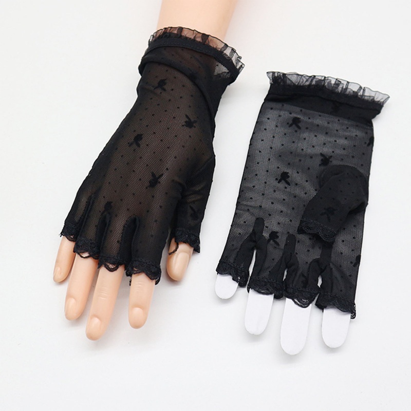 Găng Tay Ren Hở Ngón Xinh Xắn Cho Nữ