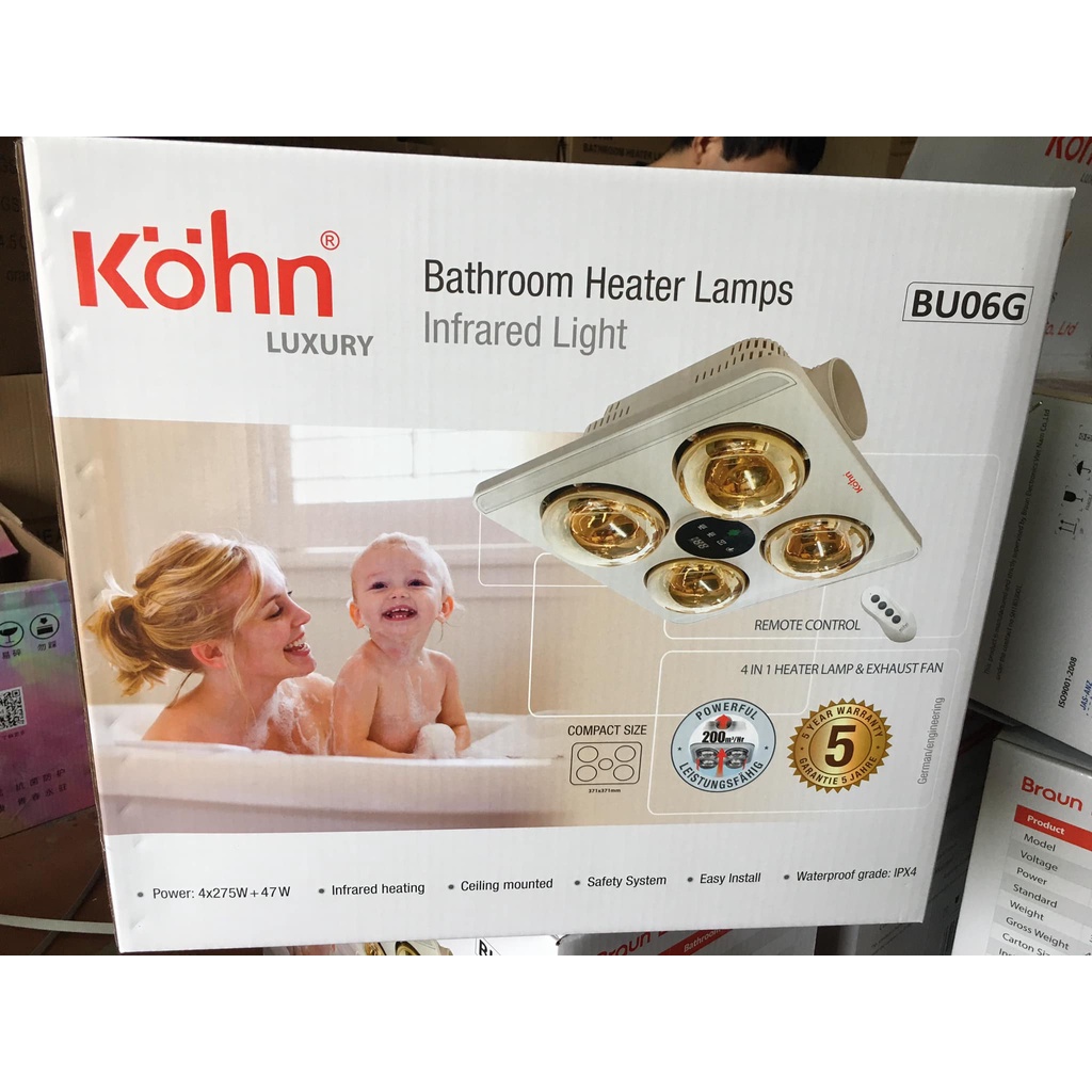 Đèn sưởi nhà tắm âm trần Braun Kohn Profile Plus BU06G/R có quạt thông gió