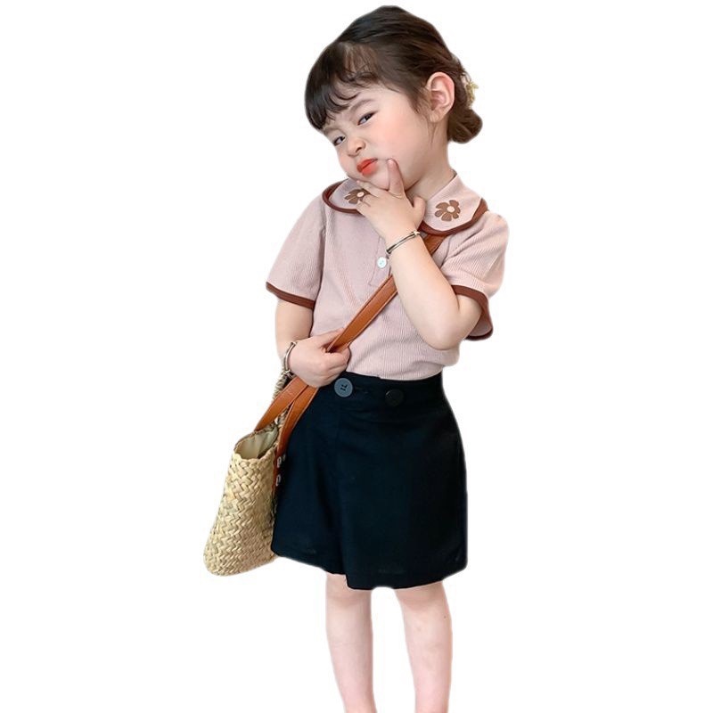 10-30kg - Áo Thun Polo Bé Gái Size Đại Chất Tổ Ong Mát Thấm Hút Mồ Hôi, Thiết Kế Cổ Sen Hoa Tay Bồng Cho Bé Gái - AN.KID