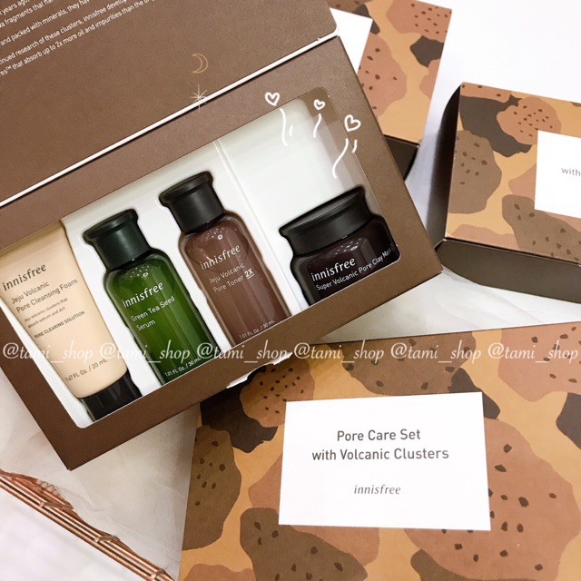 BỘ SẢN PHẨM CHĂM SÓC DA VÀ SE KHÍT LỖ CHÂN LÔNG INNISFREE PORE CARE SET WITH VOLCANIC CLUSTERS