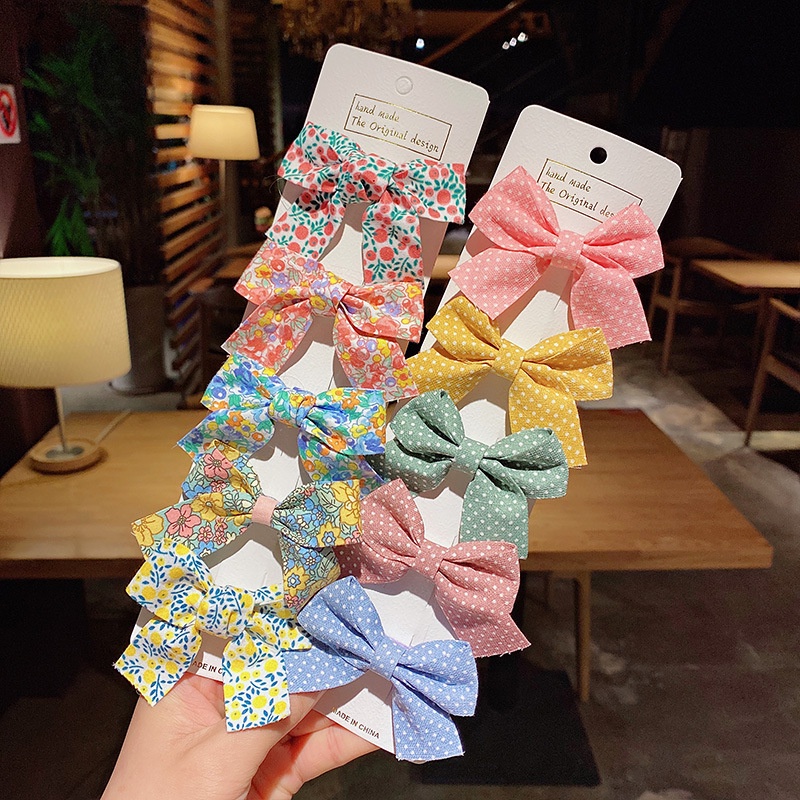 Set 5 kẹp tóc nơ bé gái KIDSBOWS in họa tiết màu sắc ngọt ngào đáng yêu