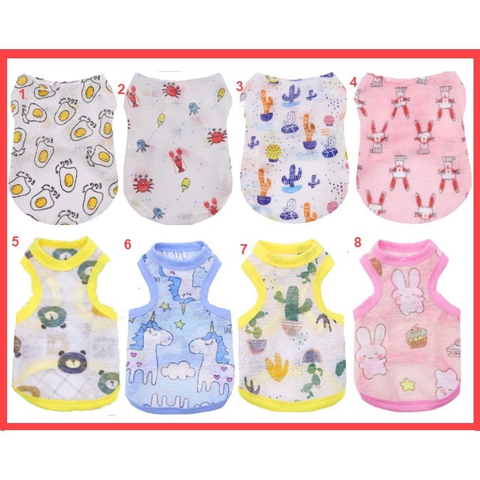 Quần áo cho chó mèo - Áo thun lưới mùa hè thoáng mát cho chó mèo đủ size, đủ màu sắc