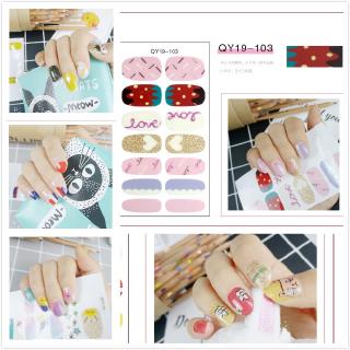 Bộ 14 miếng dán móng tay chống thấm nước và siêu bền phong cách Hàn Quốc