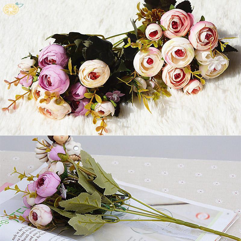 Hoa trà giả bằng lụa dùng để trang trí nội thất / tiệc cưới