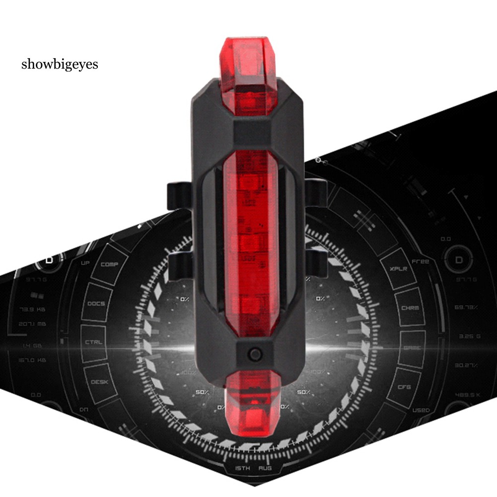 Đèn gắn đuôi xe 5 bóng LEd sạc cổng USB dành cho xe đạp leo núi