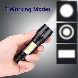 Đèn pin mini bỏ túi siêu sáng có bin sạc điện usb bóng led xpe cob có zoom chống nước cầm tay chuyên dụng