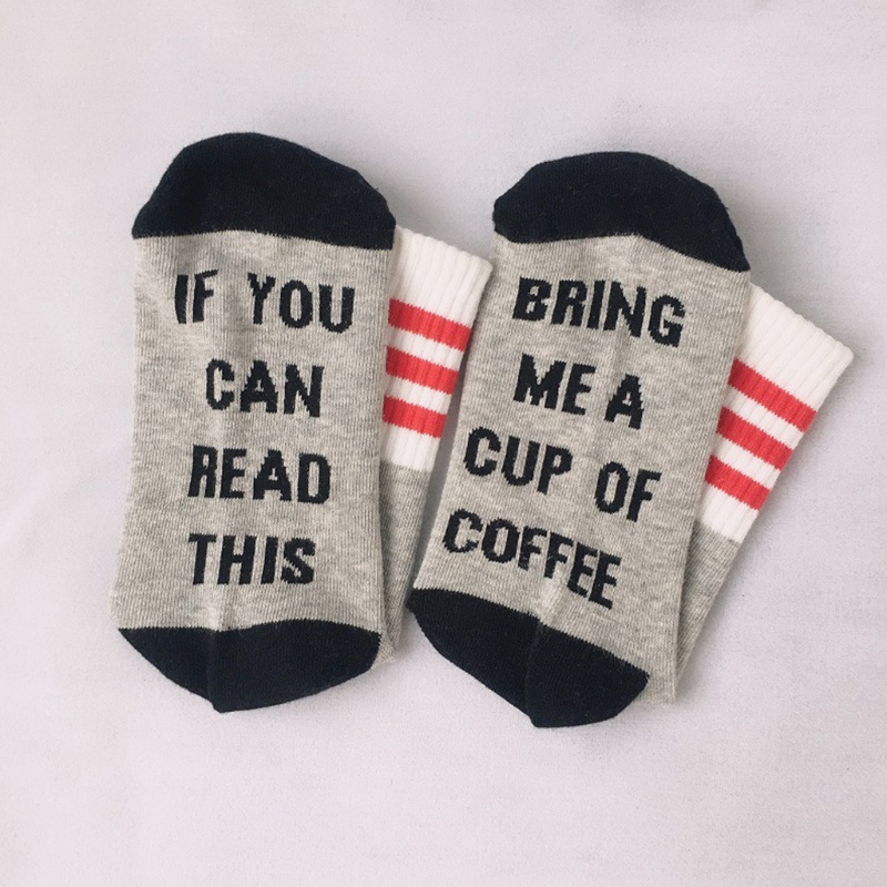 Xiangbao Vớ Kẻ Sọc In Chữ If You Can Read This Bring Me Coffee Vui Nhộn Mới Lạ Cho Nam Và Nữ