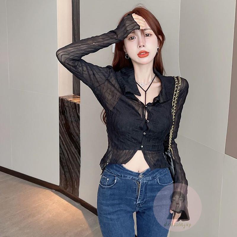 Áo Thun Tay Dài Dáng Ôm Màu Sắc Cá Tính Cho Nữ