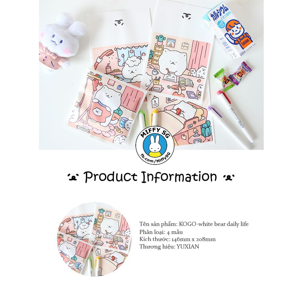 [YUXIAN] Túi giấy hoạt hình KOGO - WHITE BEAR'S DAILY LIFE | BigBuy360 - bigbuy360.vn