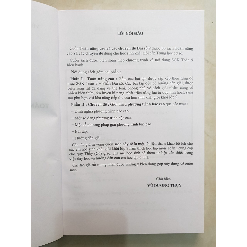 Sách - Toán nâng cao và các chuyên đề đại số 9 - NXB giáo dục