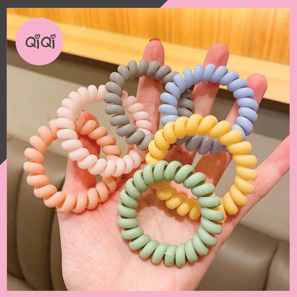 Set 5 chun buộc tóc lò xo siêu bền màu pastel Hàn Quốc