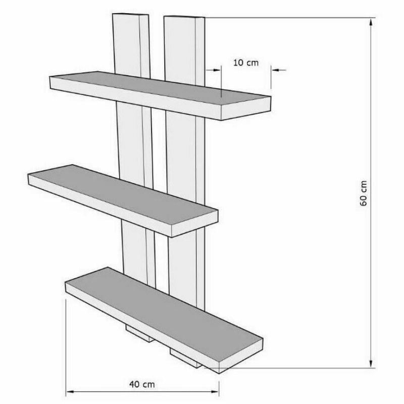 Kệ Sách Treo Tường Bằng Sắt + Gỗ + Hoa + Cây Xương Rồng Trang Trí Nhà Cửa