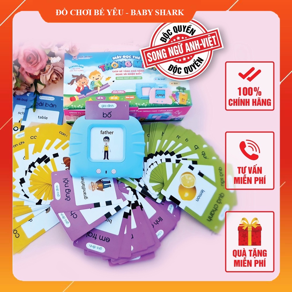 Máy đọc thẻ flashcard từ vựng tiếng anh giáo dục sớm cho bé loại 1, 224 từ vựng , pin 380mah