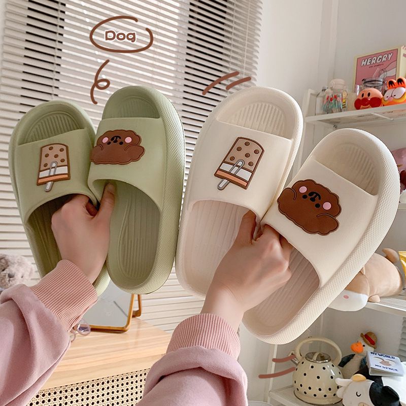 Dép bánh mỳ thời trang hình gấu và trà sữa dễ thương có size nam và nữ