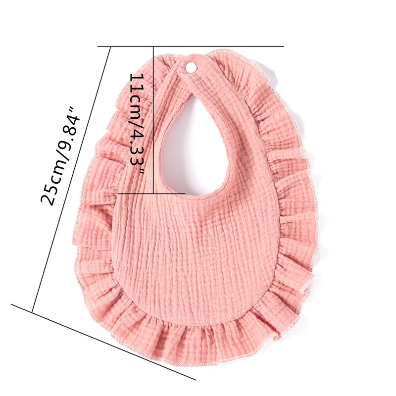 Yếm Ăn Bằng Cotton Mềm Phối Ren Nhún Bèo Dành Cho Bé Sơ Sinh