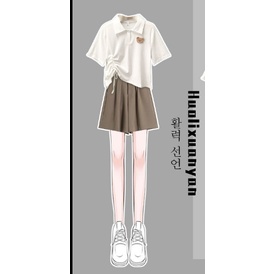 Bộ Áo Thun + Quần Dài Lưng Cao Thiết Kế Dây Rút Phong Cách Preppy Thời Trang Mùa Hè Cho Bé Gái