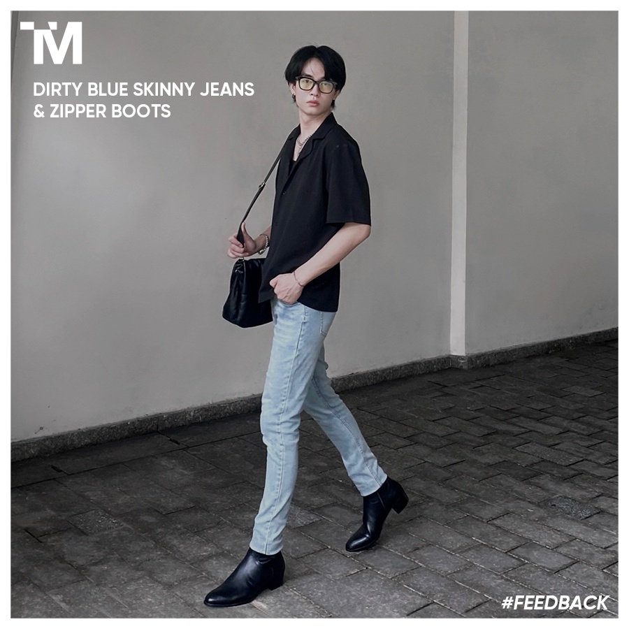 Giày Boots Nam TARMOR Dây Kéo Màu Đen Da Thật Zipper Boots In Black Leather