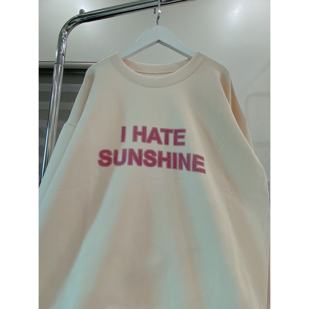 Áo Sweater Tay Bồng Chữ Sun Dáng Rộng Nam Nữ Unisex Cổ Tròn Basic Chất Nỉ Lì