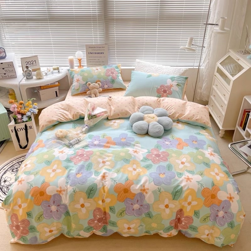 Set Bộ Vỏ Cotton Living Hoa Sắc Màu _ Chất Cotton Mát, Thấm Hút _ Shinbedding