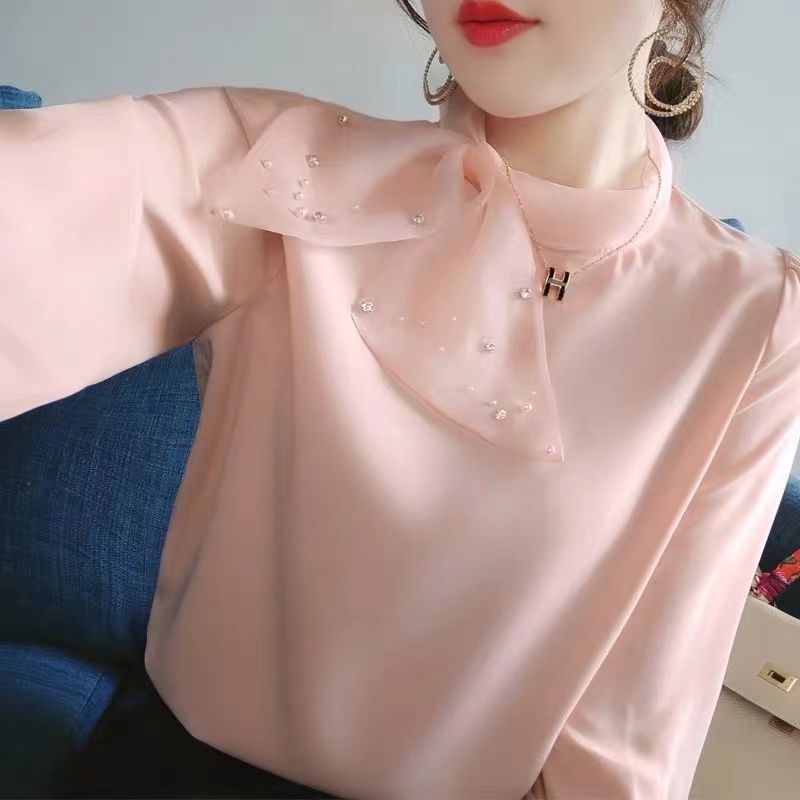 Áo Vải Voan Cổ Thắt Nơ Thời Trang Cho Bé GáiÁo Sơ Mi Chiffon Phong Cách Mùa Xuân Mới 2021