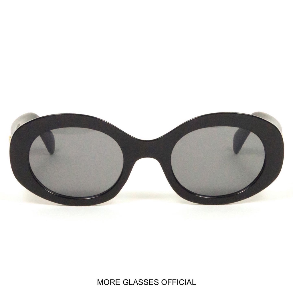 Kính mát gọng hình tròn màu đen tròng màu đen chống UV 400 ảnh thật