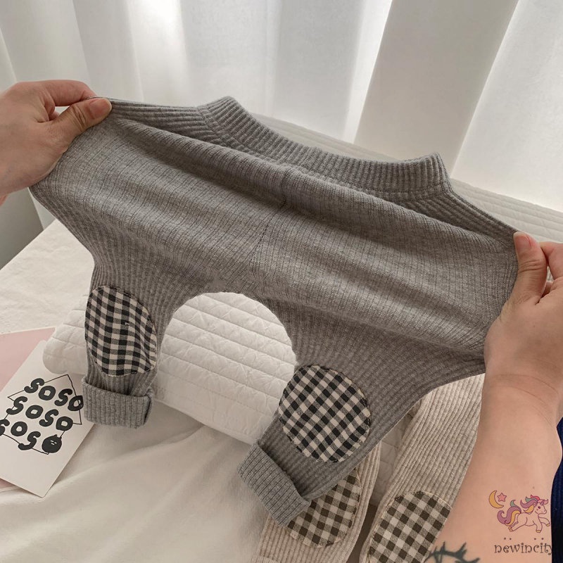 Quần legging dệt kim co giãn đáng yêu cho bé gái kiểu Hàn Quốc