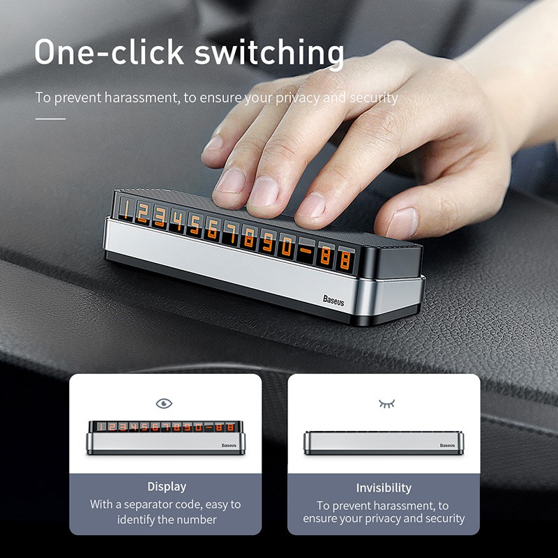 Bảng thông báo số điện thoại chủ xe có phản quang thiết kế sang trọng thông minh dùng trên xe ô tô - Baseus | BigBuy360 - bigbuy360.vn