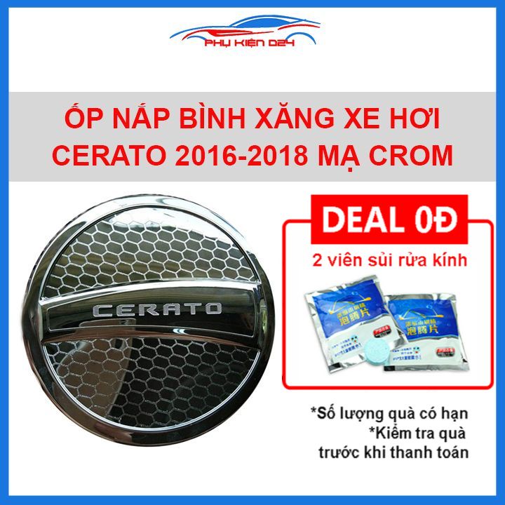 Ốp nắp bình xăng Cerato 2016-2017-2018 mạ crom chống trầy trang trí ô tô