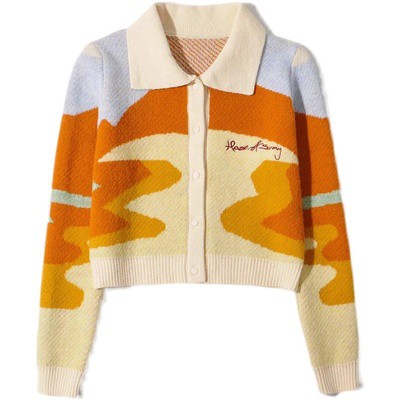 Áo khoác cardigan dệt kim cổ polo cài một hàng nút phong cách Blackpink Lisa Hàn Quốc