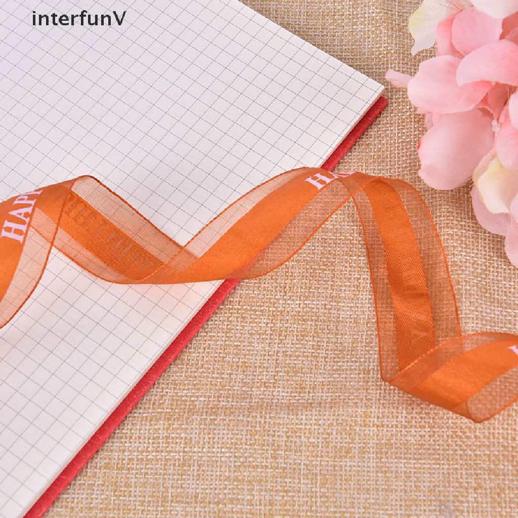 [InterfunV] Cuộn Dây Ruy Băng Polyester In Chữ Happy Birthday Gói Quà Tặng Sinh Nhật DIY