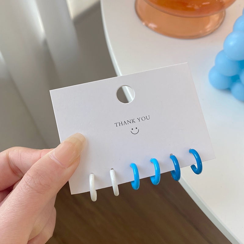 Set 6 Khuyên Tai Bạc S925 Dạng Vòng Màu Sắc Ngọt Ngào Cho Nữ