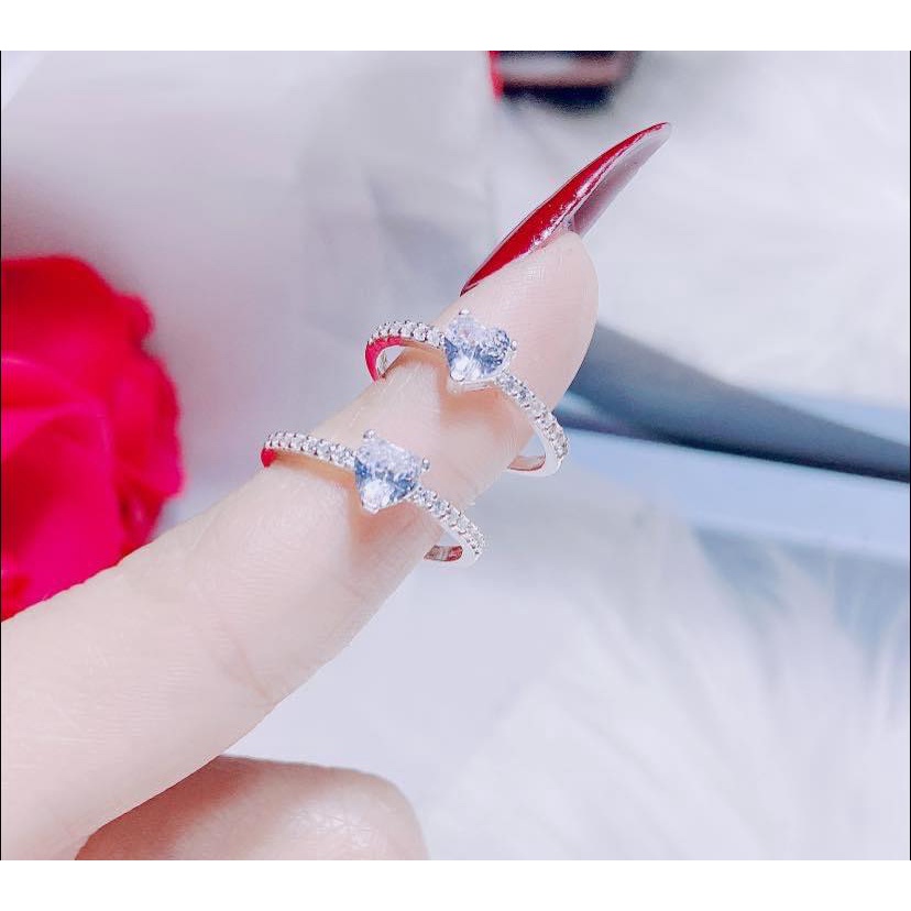 Nhẫn nữ - Nhẫn bạc ta nữ - đá trái tim - đen chán dễ bán lại
