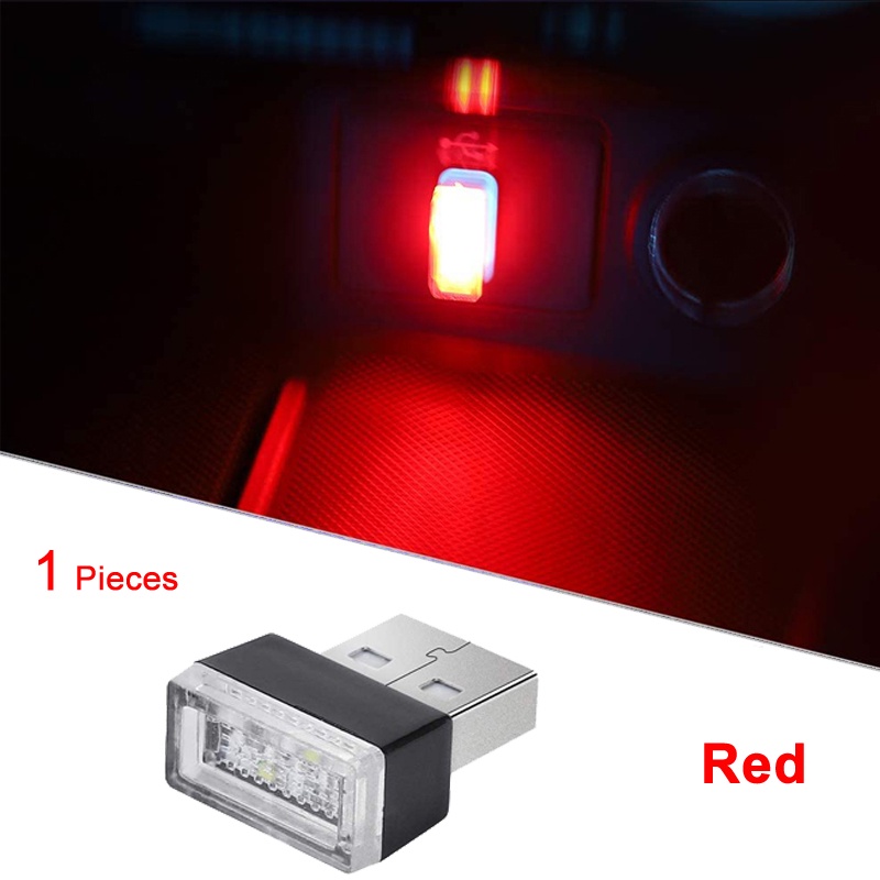 1 Đèn LED USB Trang Trí Nội Thất Xe Hơi Mini Màu Trắng Đỏ Bule