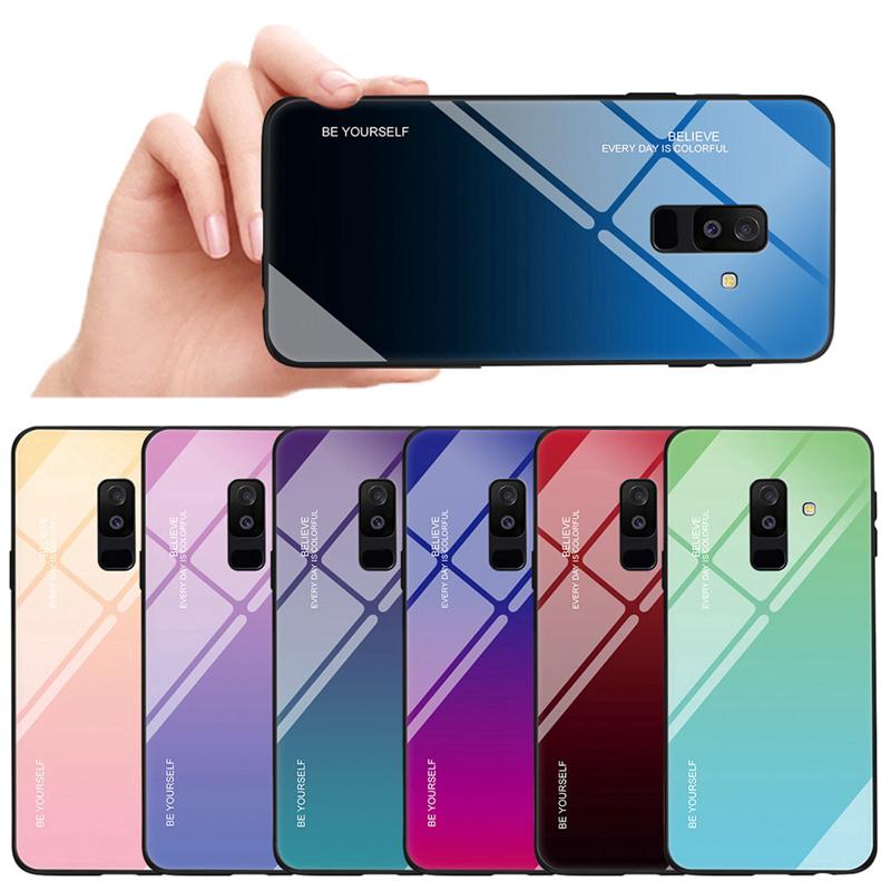 Ốp điện thoại tráng gương màu gradient thời trang cho Samsung Galaxy A7 2018 A5 A7 2017 J4 J6 Plus 2018